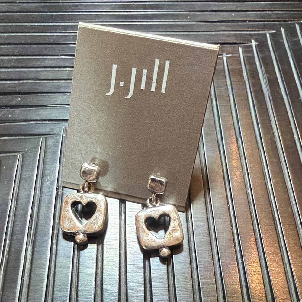 NWT, J. Jill Silver Square Heart Earrings